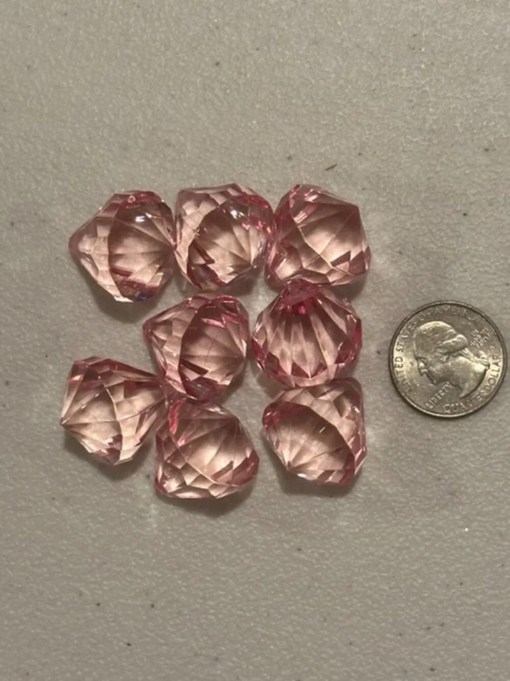 Lot of 33 Pink & Orange Acrylic Faceted Beads Gems Drops - 3 Designs/Sizes